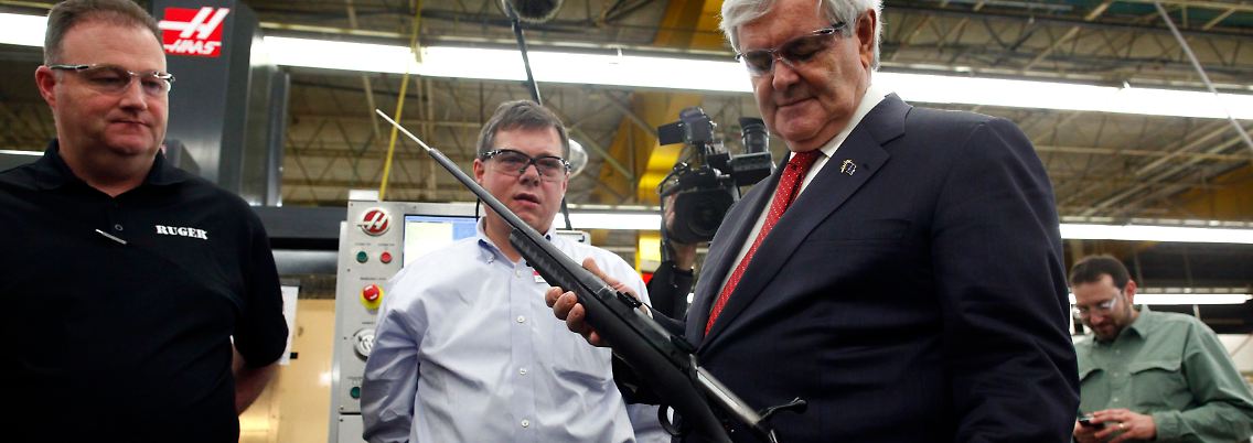 Mit Waffen kennt sich Gingrich nicht aus, doch das Recht auf Waffenbesitz unterstützt er ohne Ausnahme.