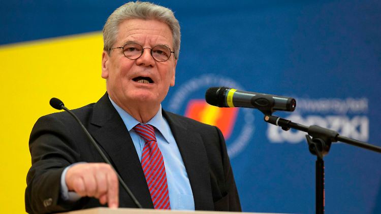 Gauck bei seiner Rede in der Universität Lodz.