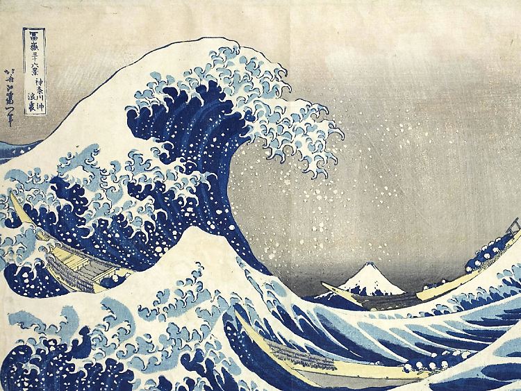 Der Holzschnitt "Unter der Woge vor der Küste von Kanagawa" des Künstlers Katsushika Hokusai gehört zu den besten Stücken, die gefunden wurden.