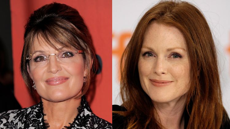 Zwei, die sich nur äußerlich ähneln: Die Konservative Sarah Palin und die Liberale Julianne Moore.