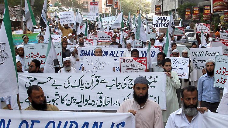 Proteste gegen die Koran-Verbrennung gab es auch in Pakistan.