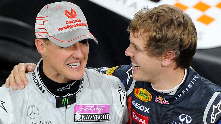 Altmeister und Weltmeister: Michael Schumacher und Sebastian Vettel.