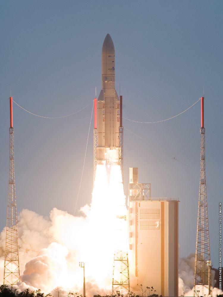 Beim Start vom Weltraumbahnhof in Kourou in Französisch-Guyana.