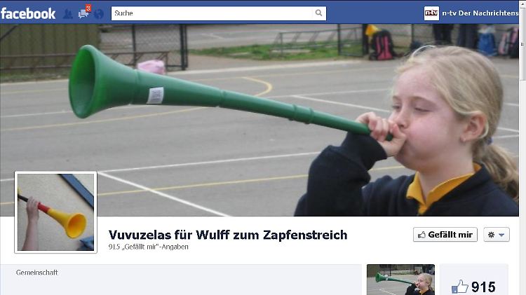 Facebook-Seite Vuvuzelas für Wulff (Screenshot: n-tv)
