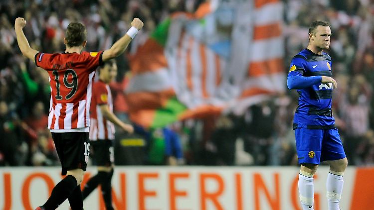 Wayne Rooney erzielte insgesamt drei Tore gegen Athletic Bilbao - ausgeschieden ist Manchester United gegen die Spanier trotzdem.