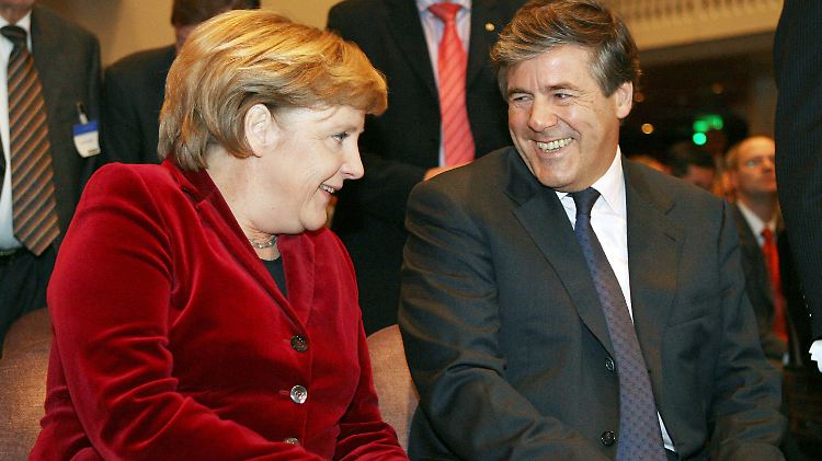 Ackermann und Merkel feierten zusammen im Kanzleramt.