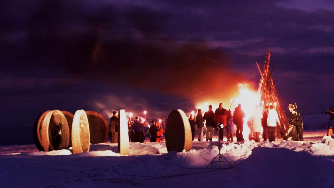 Silvesterfeuer am Nordkap.