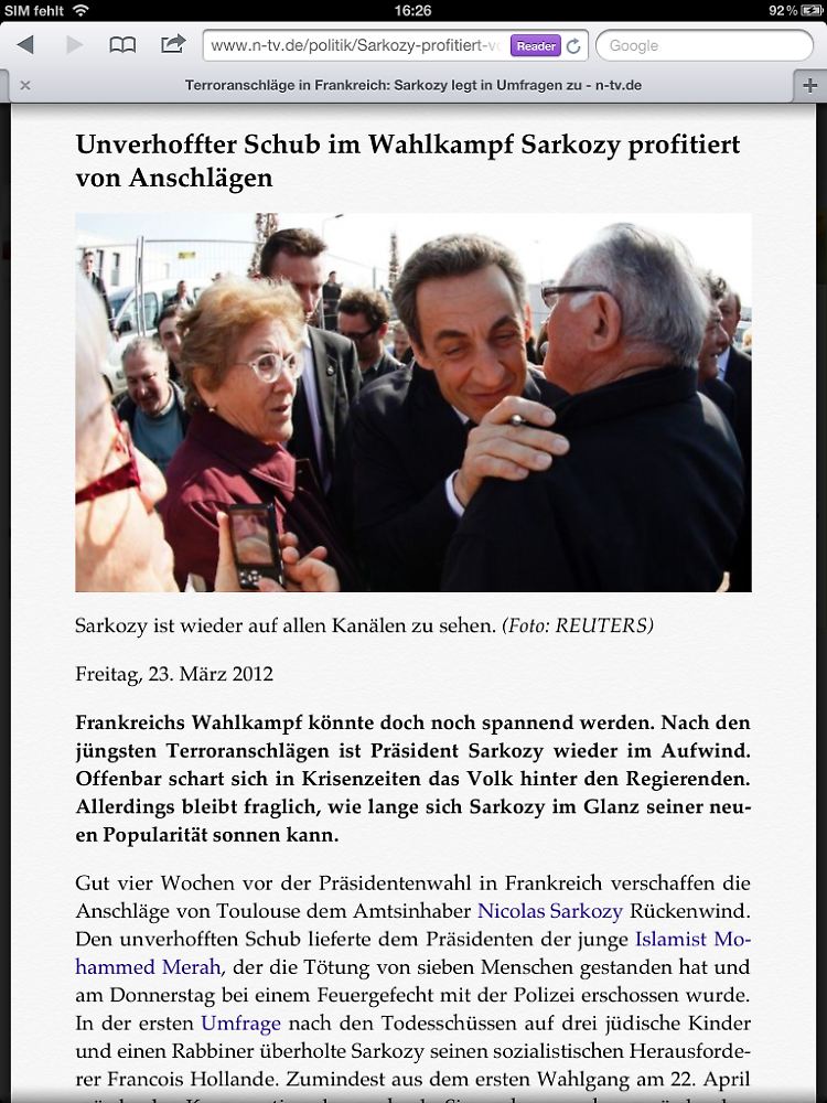Die Reader-Funktion im Safari-Browser erhöht den Lesekomfort enorm.