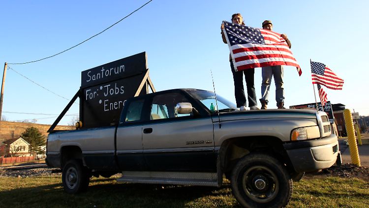 "Für Jobs und Energie": Santorum-Fans machen Wahlkampf in Louisiana.