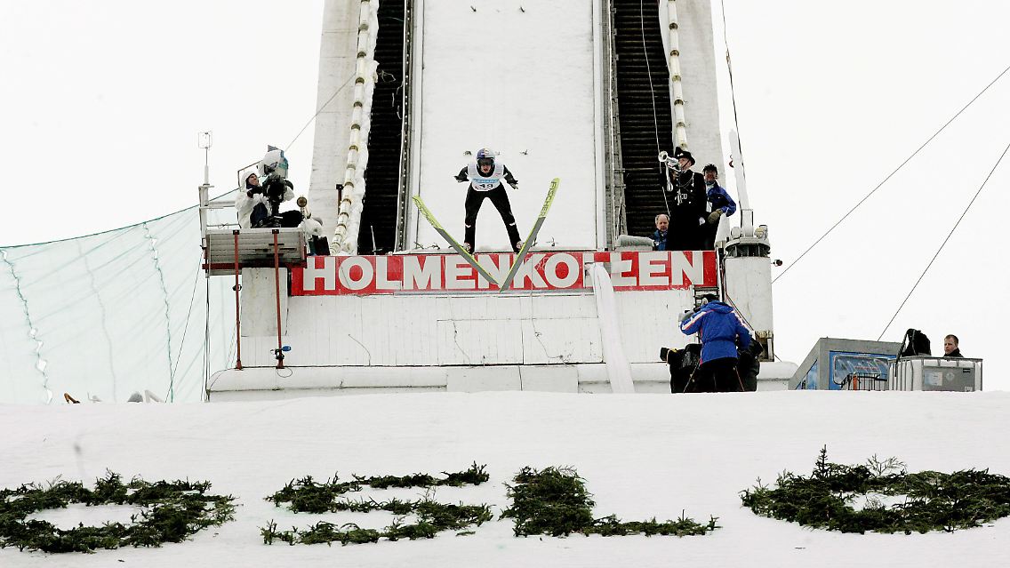 Gregor Schlierenzauer im März 2008 beim Skisprung-Weltcup in Holmenkollen.