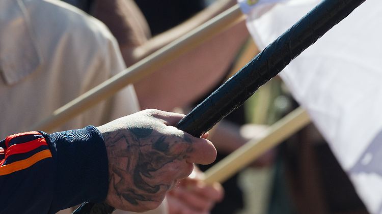 Bei einem Neonazi-Aufmarsch in Frankfurt (Oder).