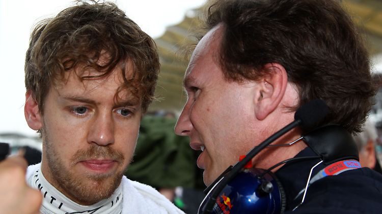 Sebastian Vettel mit seinem Teamchef Christian Horner. Auch mit seinem Rennstall geriet der Weltmeister in Malaysia aneinander.