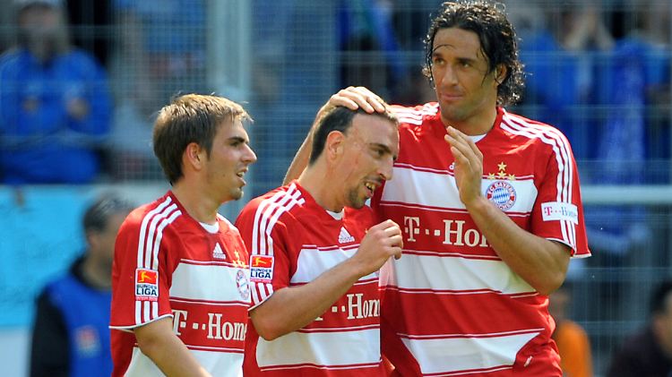Freuen sich auf Hoffenheim: Philipp Lahm, Franck Ribéry und Luca Toni.