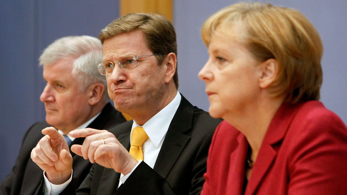 Sieht so eine Koalition der Willigen aus? Seehofer, Westerwelle, Merkel (von links).