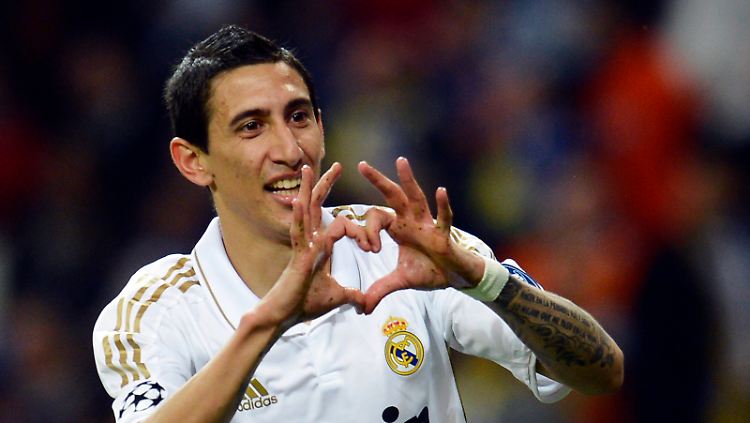 Reals Angel di Maria feierte sein Tor gegen Nikosia mit einer kreativen Geste. Sie galt wohl der Abwehr der Zyprioten.