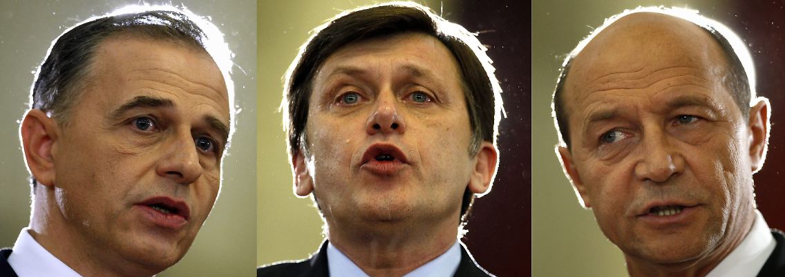 Von Links: Mircea Geoana , Crin Antonescu und Traian Basescu.