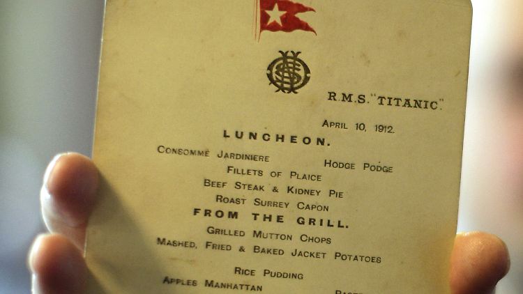 Ging für umgerechnet 24.000 Euro über den Auktionstisch: eine Speisekarte der "Titanic".
