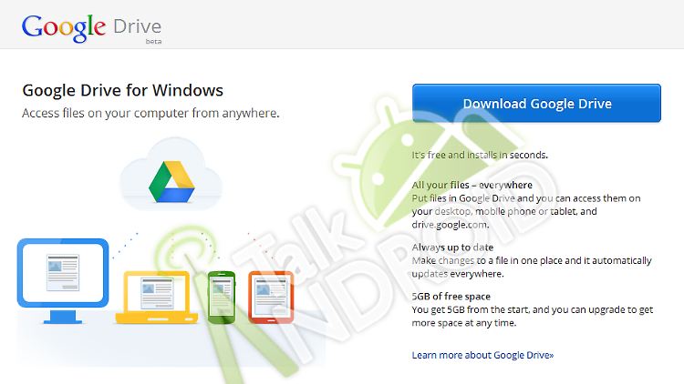 Das Blog "Talk Android" hat einen geleakten Screenshot der Startseite von Google Drive veröffentlicht.