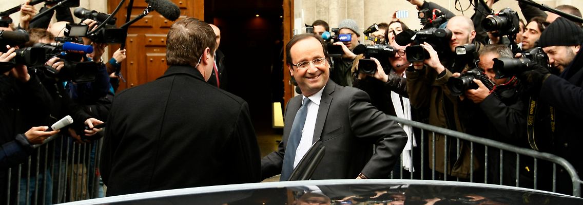 Er hat Spaß am Tag nach dem ersten Wahlgang: François Hollande.