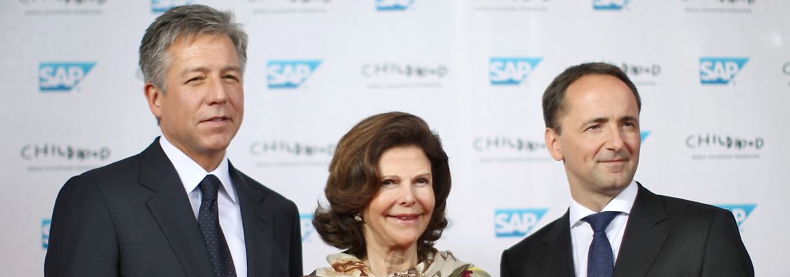 Königin Silvia mit den SAP-Vorstandschefs Bill McDermott (links) und Jim Hagemann Snabe.
