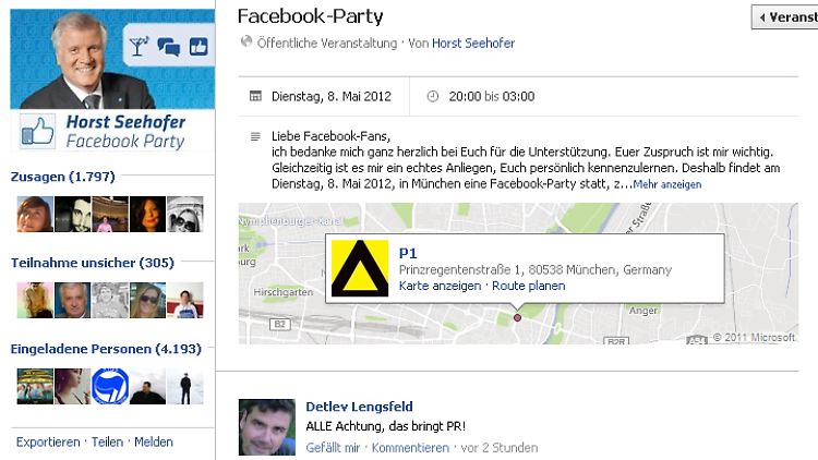 Daumen hoch für Horst Seehofer: Über 4000 Nutzerkonten sind eingeladen.