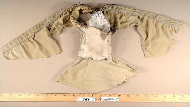 Bild der Unterhosenbombe von Umar Farouk Abdulmutallab.
