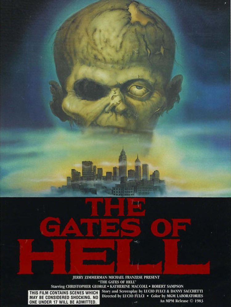 Plakat zu "The Gates of Hell" (deutscher Titel: "Ein Zombie hing am Glockenseil") von 1980. Der Film wurde mehrfach verboten und zensiert.