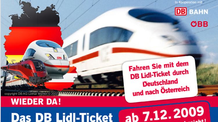 Werbung auf der Lidl-Homepage für die Bahn-Ticket-Aktion.
