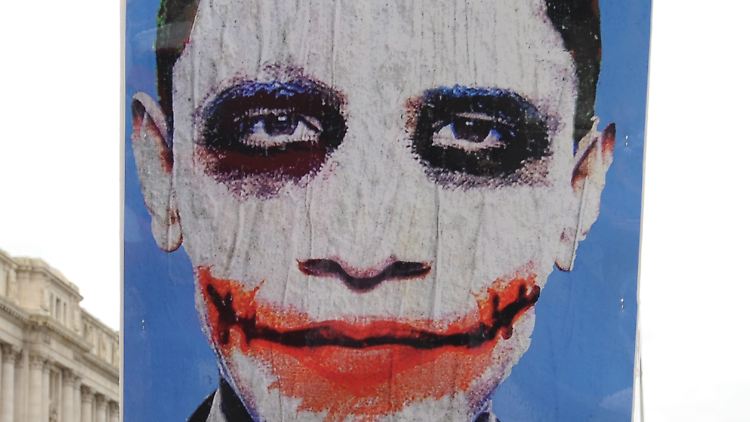 Präsident als brutaler Joker: Anhänger der radikal-konservativen Tea Party protestieren gegen Obama.