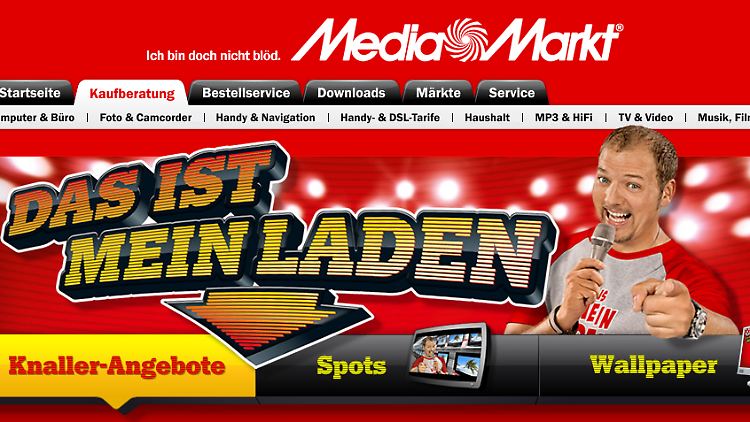 Mario Barth lässt sich vor den PR-Karren der Elektronik-Kette Media Markt spannen. (Screenshot: mediamarkt.de)