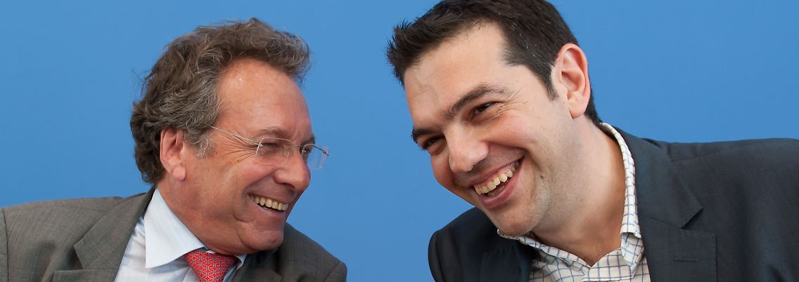 "Wir sind stolz", sagt Linkenchef Ernst (l.), dass Tsipras seine Partei in Berlin besucht hat.