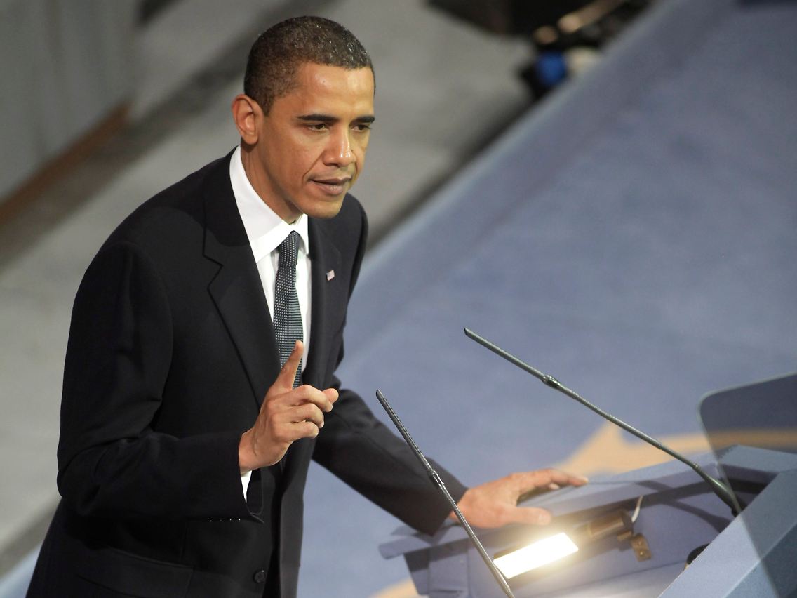 Obama spricht in Oslo.