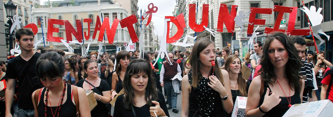 Proteste in Kataloniens Hauptstadt Barcelona gegen Kürzungen im Bildungswesen.