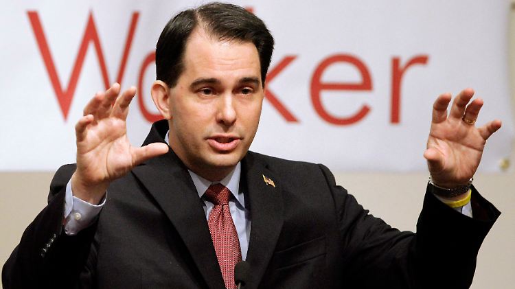 Gouverneur Scott Walker polarisiert.