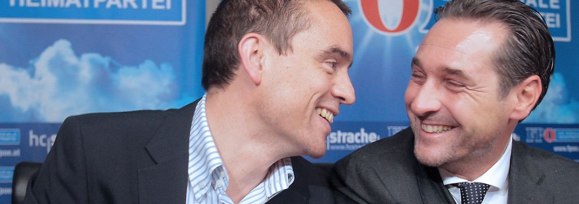 FPÖ-Bundesparteiobmann Strache wird künftig im Kärntner Parteivorstand vertreten sein, im Gegenzug wird Uwe Scheuch im FPÖ-Bundesparteivorstand sitzen (von rechts).