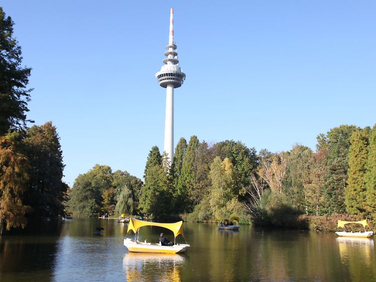 Entspannung unter dem Fernsehturm: Der Luisenpark ist Mannheims grüne Lunge.