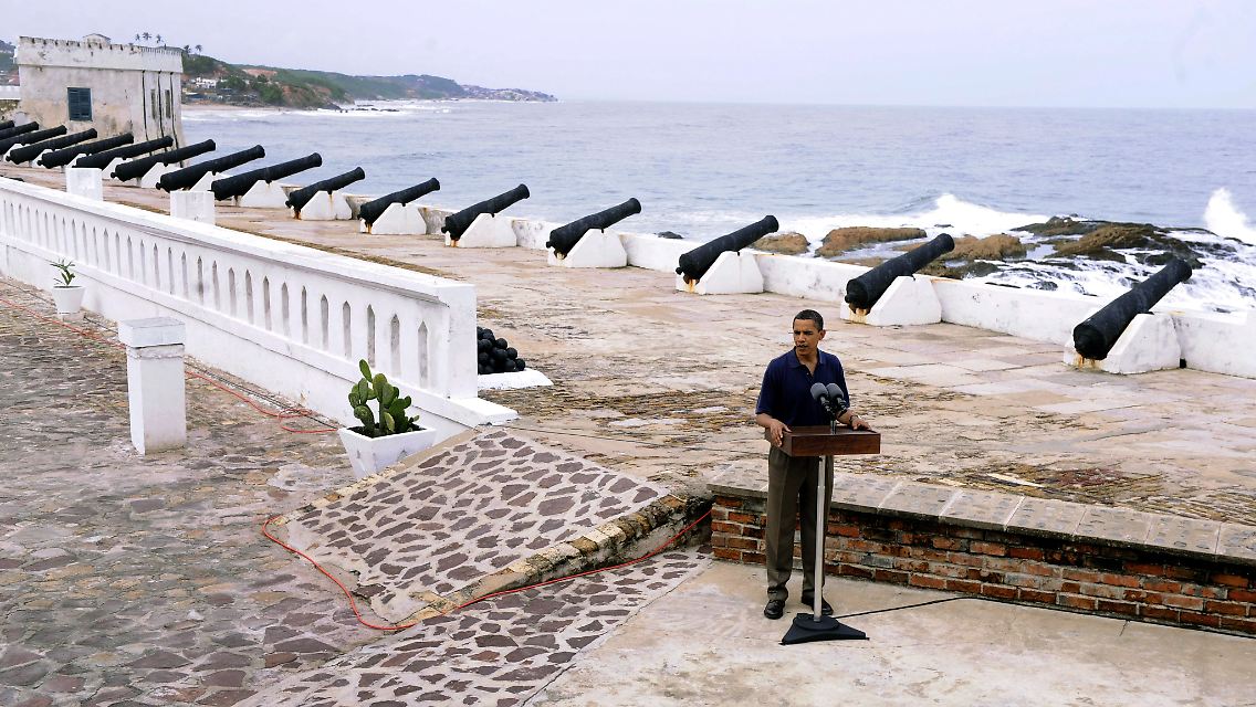 ... auf seinem Ghana-Besuch auch hierher kam. (Rede auf der Festung)