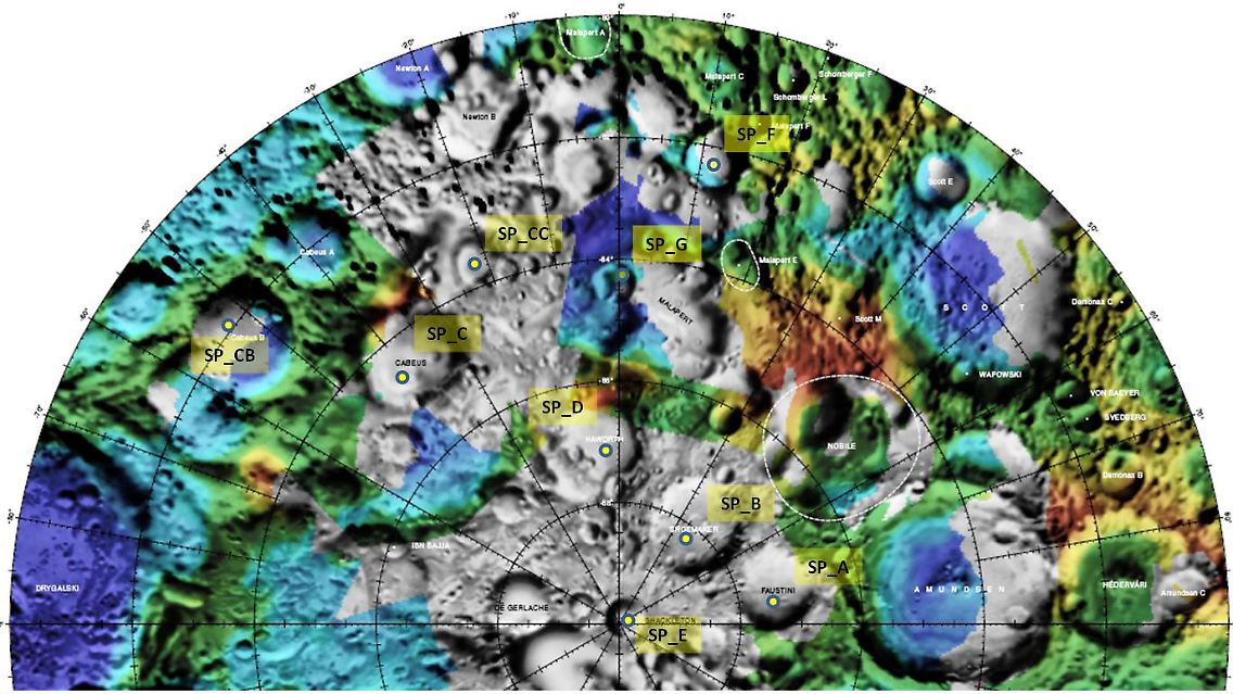 Die Auswertung der NASA zeigt die Markierung von Kratern auf dem Mond, die die US-Raumfahrtagentur bombardiert. Es geht um Wasser, den definitiven Beweis für die Existenz von Eis in Kratern an den düsteren Polen, in die niemals die Sonne hineinscheint.