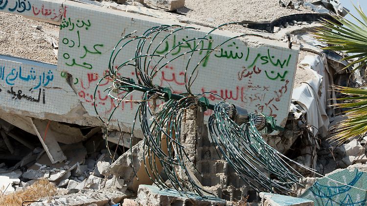 Ein zerstörtes Haus des libyschen Diktators Gaddafi.