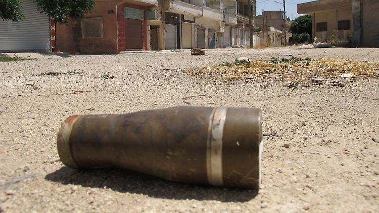 Eine Geschosshülse, aufgenommen in Homs.