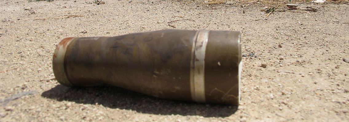 Eine Geschosshülse, aufgenommen in Homs.