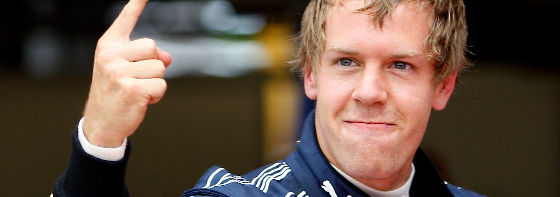 Und dann muss er auch noch singen: Sebastian Vettel.