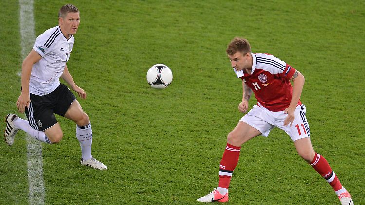 Bastian Schweinsteiger (l.) und Nicklas Bendtner.
