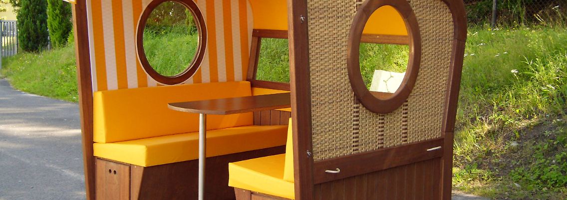 Im "Gastronomie-Strandkorb" können Touristen ...