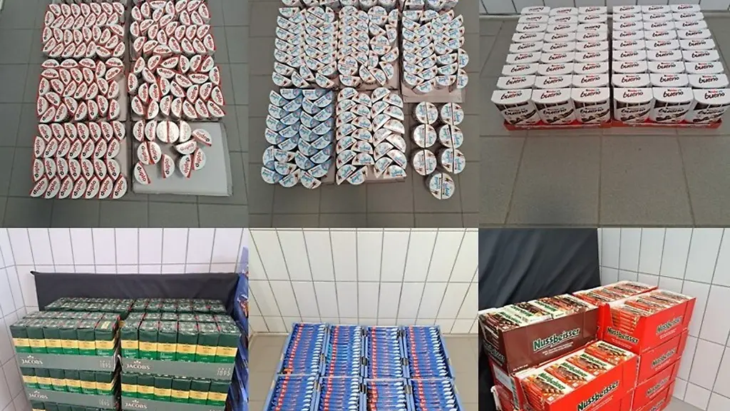 Bei-einer-Verkehrskontrolle-haben-Polizisten-mutmasslich-gestohlene-Suessigkeiten-und-Kaffee-gefunden