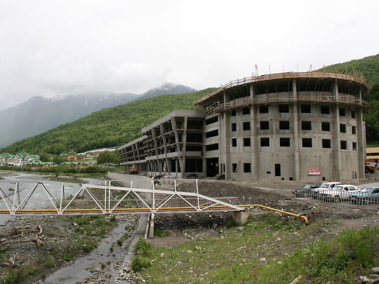 Ruhe vor dem Sturm: Baustelle in Sotschi.