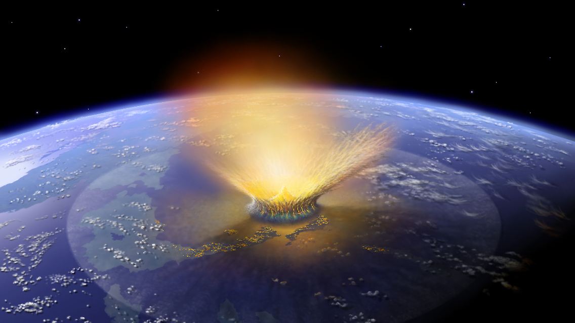 Illustration des Asteroideneinschlags, dessen Wirkung vor 65 Millionen Jahren die Dinosaurier ausgerottet haben soll.
