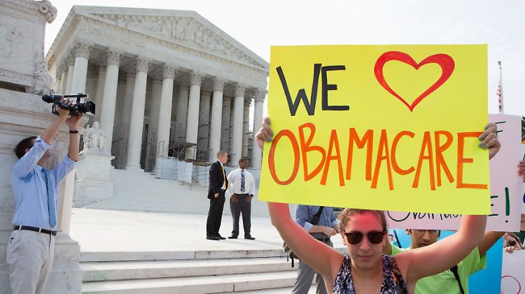 Pro-Obama-Demo vor dem Supreme Court in Washington.