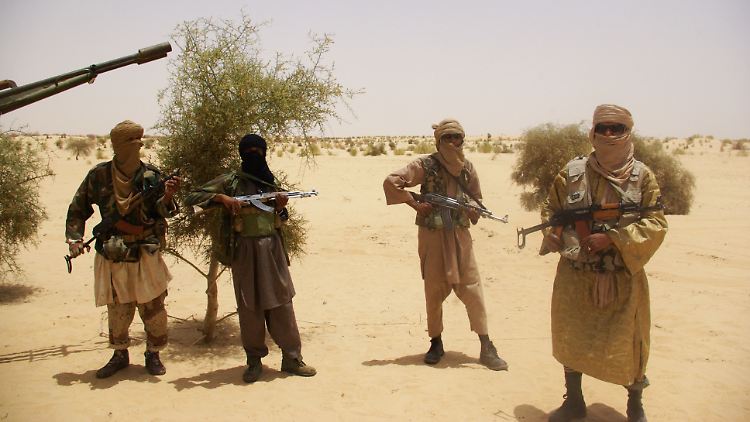 Islamisten der Gruppe Ansar Dine posieren für einen Fotografen.