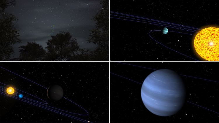 Der 41 Lichtjahre entfernte Stern 55 Cancri im Sternbild Krebs besitzt das bislang größte bekannte Planetensystem außerhalb unseres eigenen.